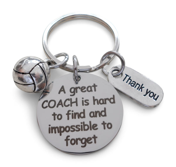 Volleyball Coach Appreciation Gift • Engraved "A Great Coach is Impossible to Forget" Keychain | Jewelry Everyday