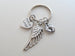 Baby Feet Charm & Wing Charm Keychain with a Forever Loved Heart Charm, Baby Loss Memorial Keychain