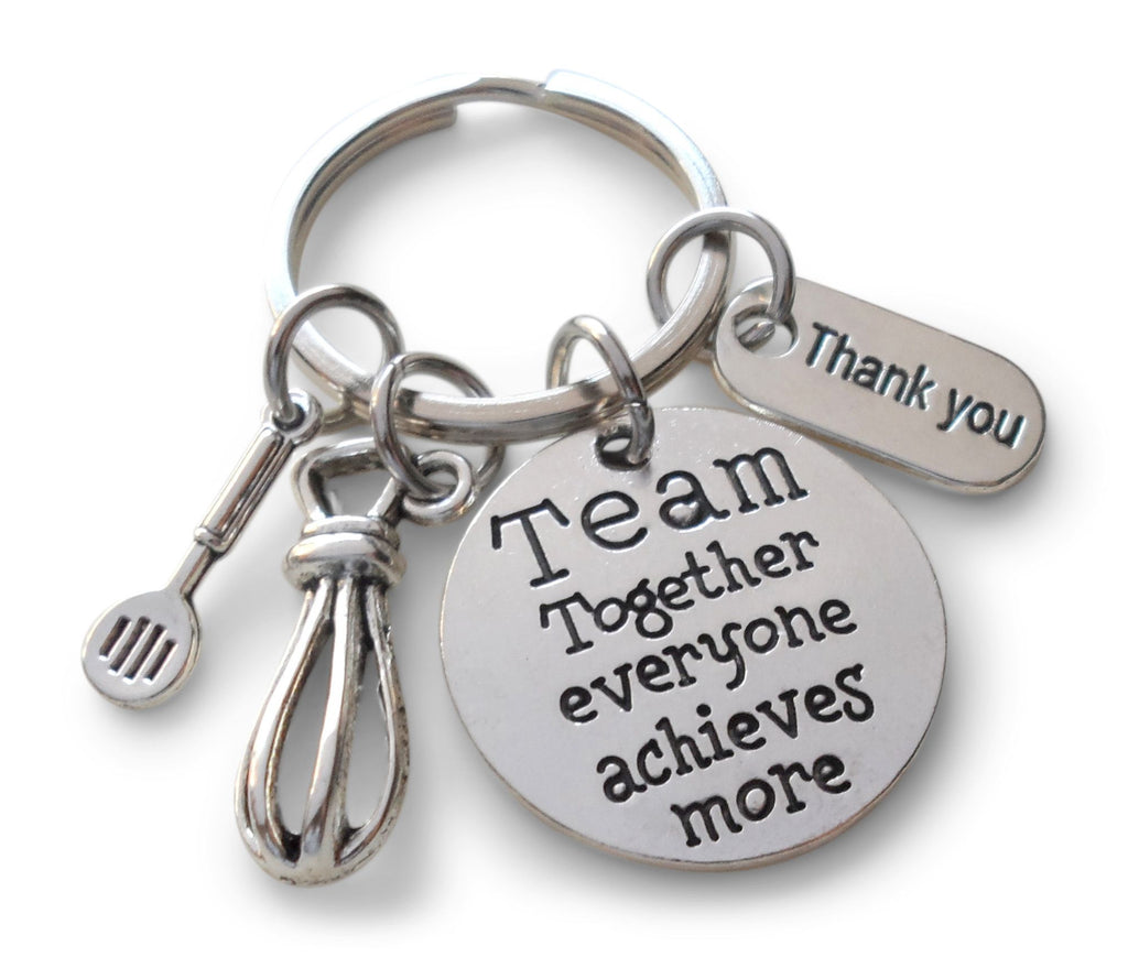 Cook or Baker Appreciation Keychain; Team Disc Charm, Whisk, Cooking Spoon, & Thank You Charm Keychain