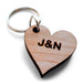 Personalized Wood Heart Keychain Custom Engraved; 5 Year Anniversary Couples Keychain