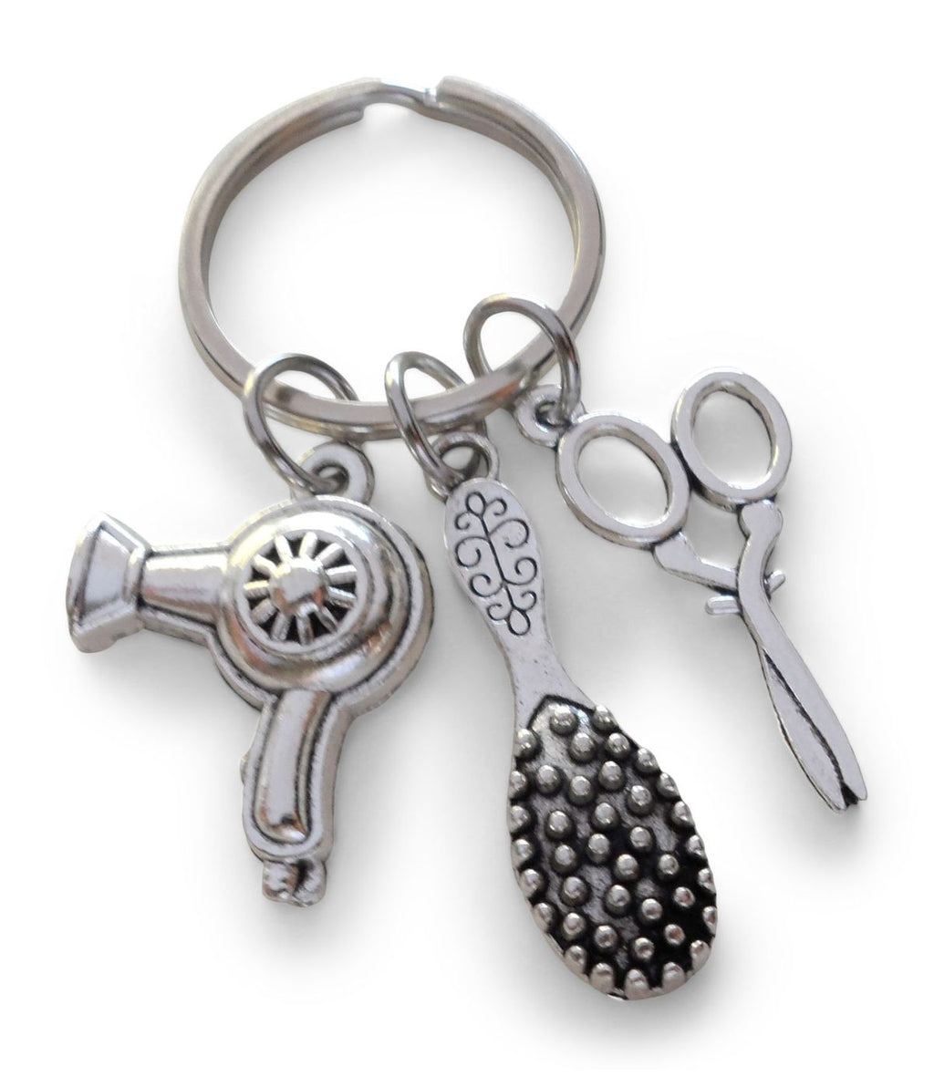 Hair Stylist Charm Keychain, Brush, Hairdryer, & Scissors Charm Keychain