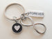 Infinity Charm Keychain with Forever Tag & Black Circle Charm with Heart, Couples Keychain