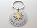 Custom Golden Sun Charm Keychain with Engraved Aluminum Disc, Couples Anniversary Keychain or Best Friend Keychain