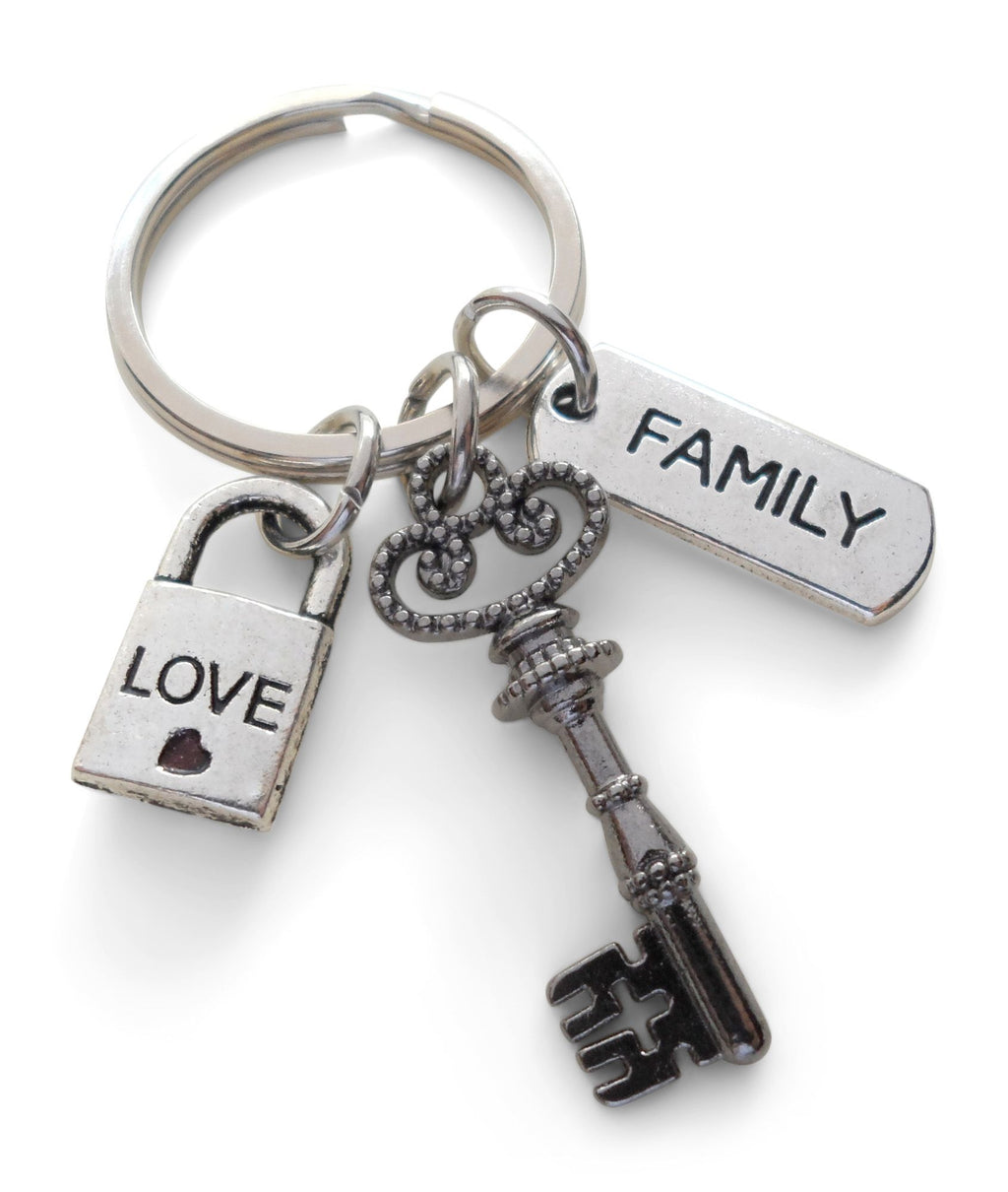 Family Key & Lock Charm Keychain, Family Keychain