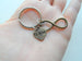 Bronze Infinity Charm Keychain with Heart Tag Engraved "Te Amo" (I Love You) in Spanish, Couples Keychain